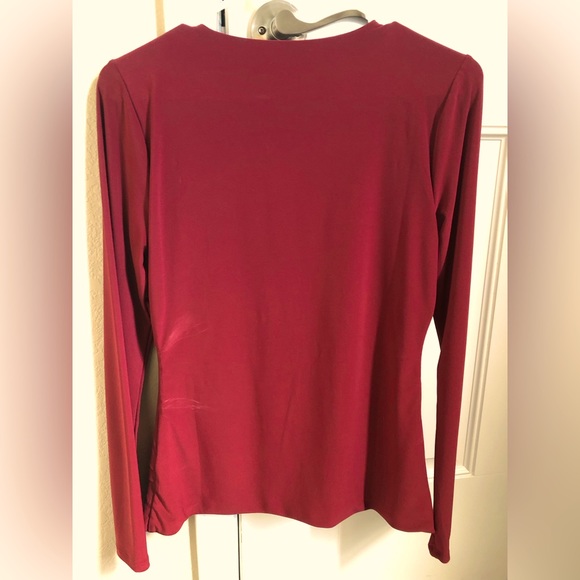 White House Black Market, small, long sleeve, burgundy blouse - Picture 2 of 3